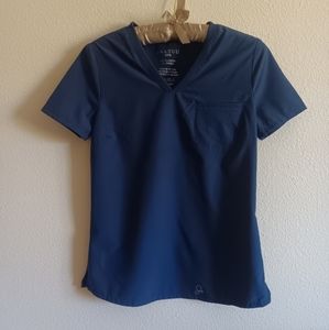 Jaanuu women's xxs navy scrub top short sleeve